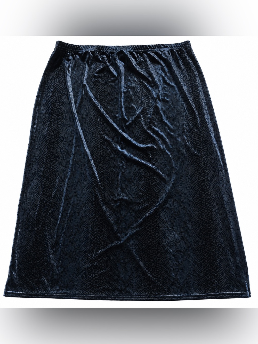 Kathie Lee Velvet Midi Skirt 22W/24W Navy Snake Print Plus Size Goth Holiday